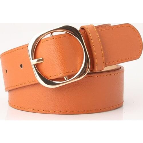 New Leather Women Belts High Quality Fashion Gold Pin Buckle Waist Belt For Jeans Black White Red 3.3CM Luxury Designer Strap