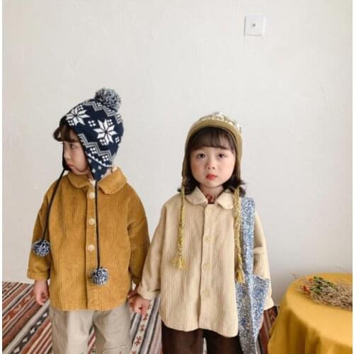 2021 new style girls boys cotton full sleeve corduroy coat summer kids jacket