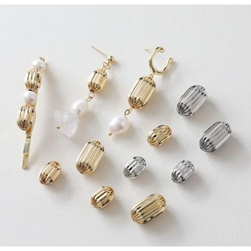 New style 50pcs/lot geometry folds ovals shape copper Straight hole beads diy jewelry earring/bracelet/necklace accessory