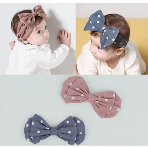 Toddler Infant Baby Girls Headwear Point Bowknot Headband Dots Baby Hair Cute Bow Band Girl