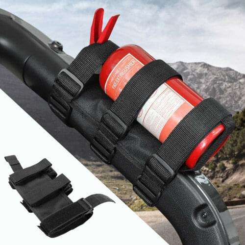 Car Fire Extinguisher Belt Bandage For Wrangler JK TJ JL Adjustable Roll Bar Fire Extinguisher Strap Mount Holder Car Trunk Boot