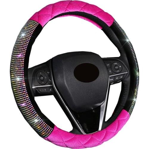 Universal Car Steering Wheel Cover 3 Styles Lovely Cute Rhinestones Woman Girl Braid on the Steering wheel Plush Car Accessories