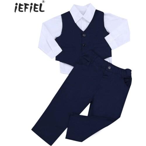 Spring Autumn Baby Boy Suits Gentleman Clothes Set Long Sleeve Shirt Pants with Coat Vest for Weddings Formal Clothing Boys Suit