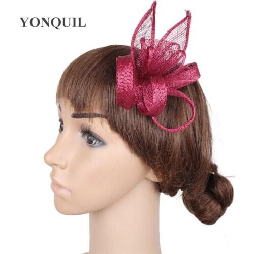 Wine Red Feather Sinamay Fascinator Hat For Races Wedding Kentucky Derby Ascot Races Melbourne Cup Party NEW MYQ014