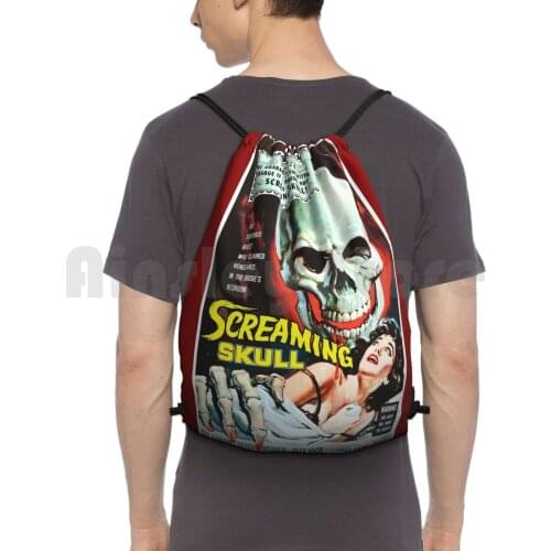 Screaming Skull B-Movie Backpack Drawstring Bag Riding Climbing Gym Bag B Movie Mst3K John William Peggy Webber Alex Nicol