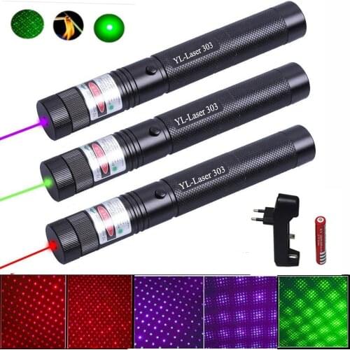 Laser Pointer Pen Waterproof 650NM Light Adjustable Focus Burning Beam Light +18650 Rechargeable Li-ion Battery +Charger