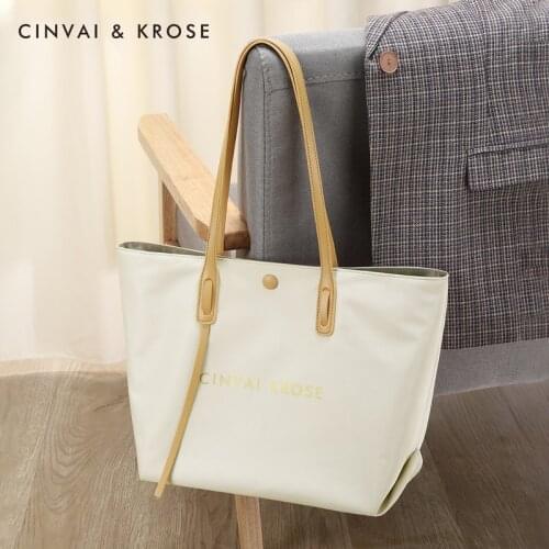 Womens bucket nylon shoulder bag Large capacity tote bag soft handbags female solid color messenger bags