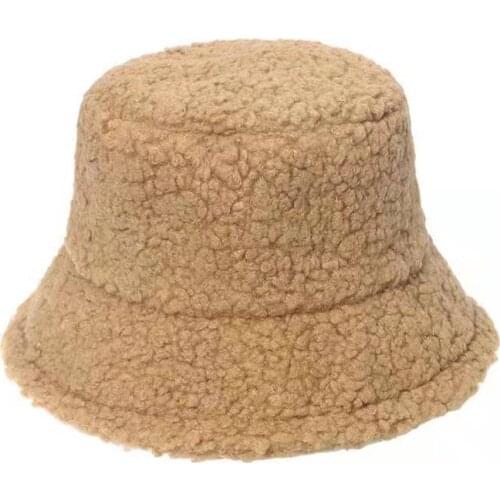 New Women Hat Solid Artificial Fur Warm Female Cap Faux Fur Winter Bucket Hats Women Outdoor Sunscreen Sun Hats Panama Lady Caps