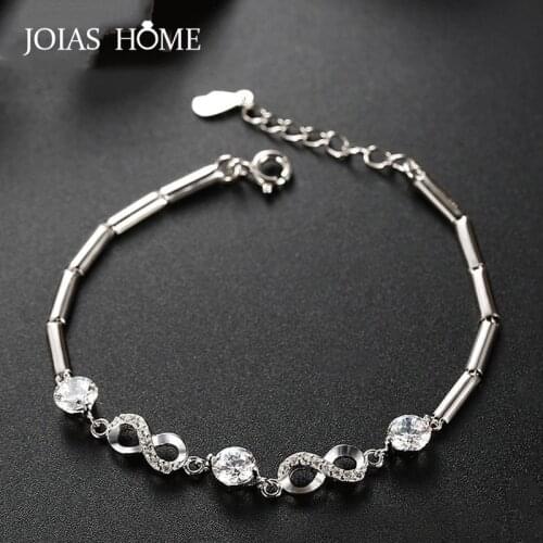 JoiasHome 925 sterling silver bracelet Japan and South Korea simple temperament III love bow shape bracelet party gift