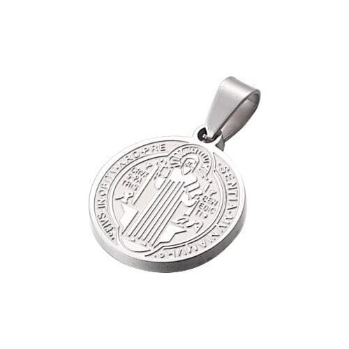 San Benito Medal Charm Stainless Steel Saint Benedict Charms For Jewelry Making Silver/Gold Color St Benedict Medallas 10pcs