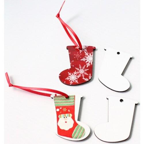 100pcs/Lot Sublimation Blank heat transfer printing Christmas tree decoration pendant MDF two-sided printing tag plate products