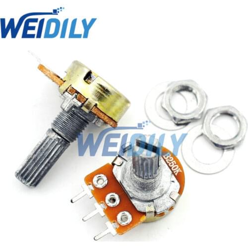 5PCS/LOT 20mm Shaft WH148 B250K 250K Linear Potentiometer With Nuts And Washers 3pin Single Joint