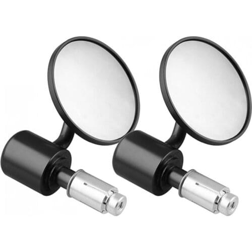 2 Pieces Motorcycle Rearview Mirror Round Handlebar Bar End Rear View Mirrors Bike Motorbike Side Mirror