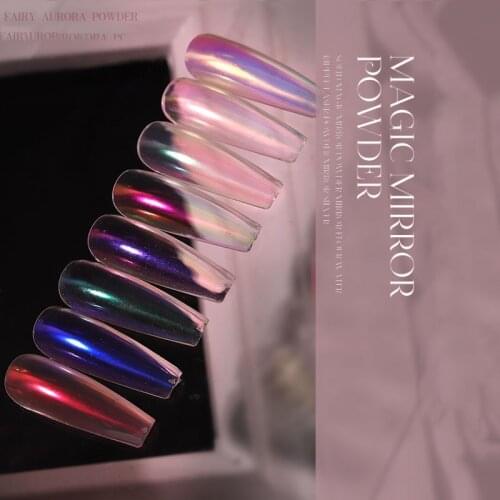 2020 Transparent Holo Nail Glitter Mirror Aurora Neon Powders Dust Chameleon Nail Art Chrome Pigment Dipping Powder Decoration