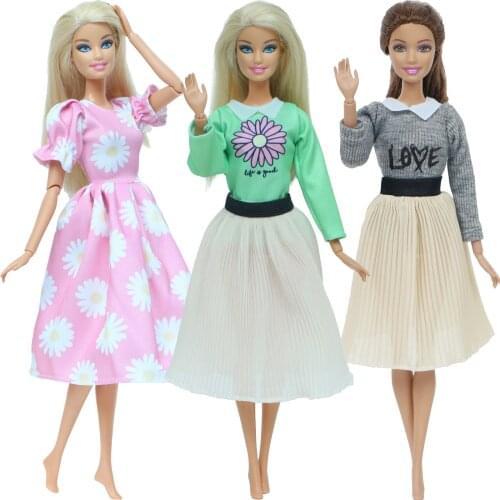 3 Pcs /Set Mix Style Doll Dress Fashion Wedding Party Gown Princess Skirt Clothes for Barbie Doll Accessories DIY House Toys