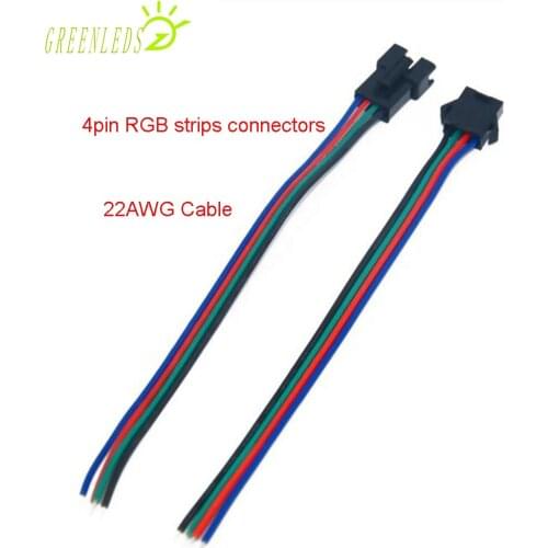 4pin RGB Color LED strips Connectors 22AWG Cable For RGB Color Strips