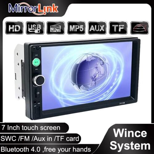 7010B HD Multimedia Player Touch Screen Car Radio Autoradio 7 inch Car MP5 Player Bluetooth Stereo FM Radio USB AUX Mirror Link