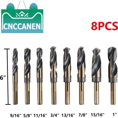 8PCS Lathe Reduced 1/2" Shank HSS Bench Twist Drill Bit Set CNC Metric 14mm 15mm 16mm 16.5mm 19mm 20.5mm 22mm 25.5mm DIY Tools