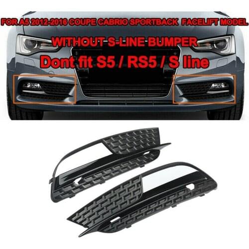 Car Front Bumper Grille Fog Light Cover Grill Grille Cover Trim For- A5 S5 2013-2016