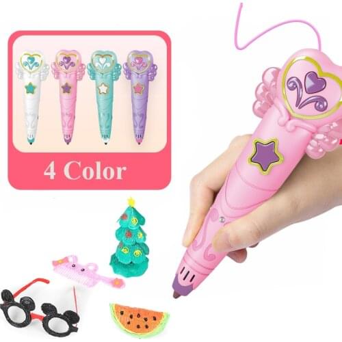 Kids 3D Painting Pen PCL Filament Low Temperature Anti-Scald 3D Printing Pen DIY Drawing Toys For Girls Boys USB Charging