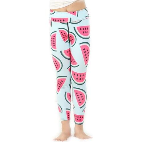 Kids Blue Red Fruits Print Cute Gym S To XL School Girls Running Pants