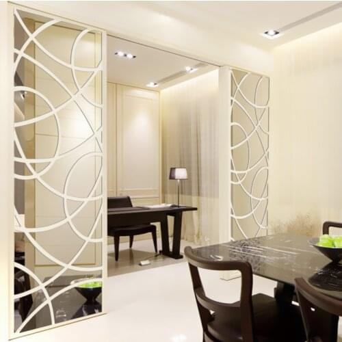 Geometry Decorative Acrylic Mirror Stickers Living Room Bedroom Decoration 3d Wall Stickers Home Decor TV Background Wall Decor