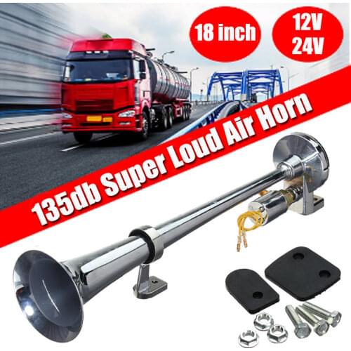 18inch 139DB Loud Car Air Horn 12V 24V Single Trumpet Compressor Bocina 10A Horn Solenoid Valve For Truck Train Automobiles Boat