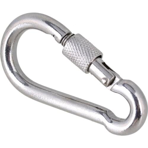 Silver 304 Stainless Steel M7*70 Link Chain Screw Carabiner for Outdoor Activity