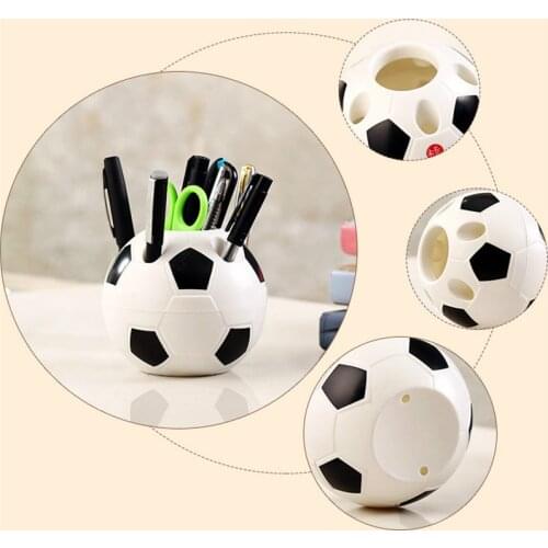 Kawaii football pen holder storage box cute desk box pencil round office desktop container kids stationery box set