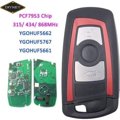 DIYKEY 3 Button Remote Key Fob 315MHz YGOHUF5662/ 434MHz HUF5767/ 868MHz HUF5661 for BMW 5 7 F Series FEM / BDC CAS4 CAS4