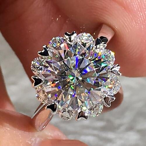10K Au417 White Gold Women Ring Moissanite Diamonds 1 2 3 4 5 Carat Sunflower Wedding Party Engagement Anniversary Ring Trendy