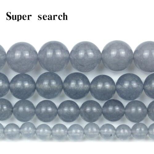 Natural Gray Chalcedony Stone Scattered Round Beads For Jewelry Making DIY Bracelet Necklace Earring Woman 6 8 10 12 MM Strand