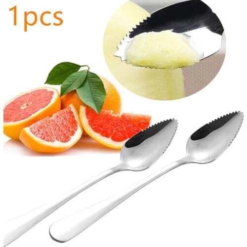 1PC Thick Stainless Steel Grapefruit Spoon Ice Cream Dessert Spoon Serrated Edge Fruit Coffee Stirring Spoons Tea Spoons