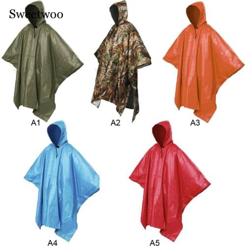 Multifunctional One-Piece Rain Coat Poncho Cape Tarp For Camping Hiking