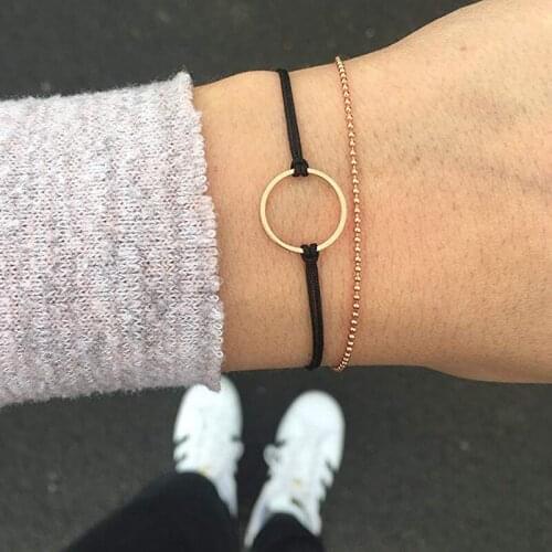 Fashion OL Daily Bracelet Round Circle Ball Chain Bracelet 2pcs/set New Arrival Delicate Handmade Jewelry for Best Women Gift