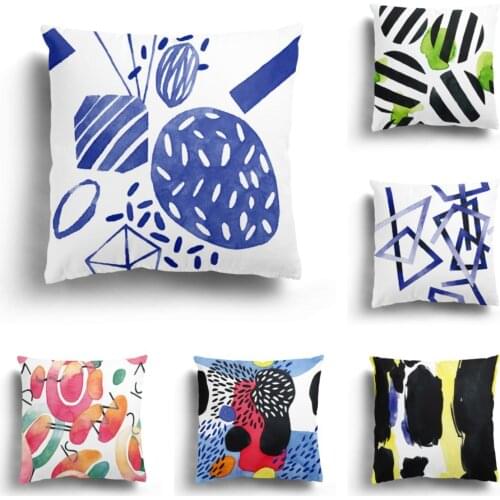 Geometric plush pillowcase home decoration sofa cushion cover pillowcase irregular pattern pillowcase can be customized 60x60cm
