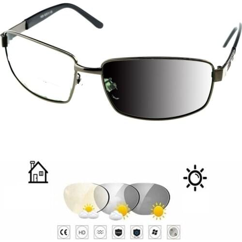 Rectangle Chimes Style Leg Sports Men Photochromic Grey Reading Glasses +0.75 +1 +1.25 +1.5 +1.75 +2 +2.25 +2.5 +2.75 To +4