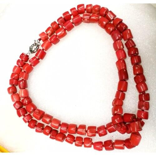 Women Jewelry 80cm 32'' necklace red coral stone cylinder irregular bead handmake fashion necklace