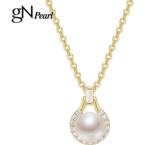 GN Pearl Genuien Pearl Pendant Pearl Necklaces 925 Sterling Silver 5-6mm Natural Freshwater Drop Shape Choker Chain Necklace