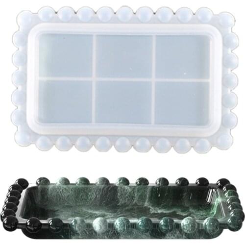 Rectangular Beaded Fruit Storage Box Epoxy Resin Mold Tray Plate Dish Casting Silicone Mould DIY Crafts Ornaments Mold