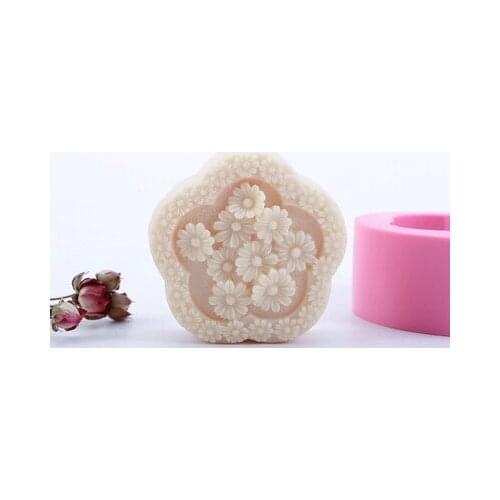 PRZY Silicone Soap Mold DIY Handmade Soap Round Chrysanthemum Silicone Molds Flower Shape Soaps Making Mould Aroma Stone Moulds