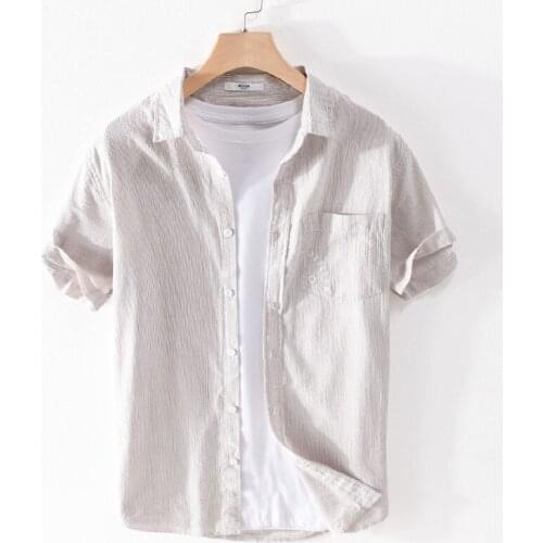 2021 New brand cotton khaki stripe shirt men fashion casual tops shirts for men clothes camisa chemise