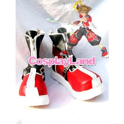 Customize Boots Kingdom Hearts II Cosplay Sora Red Cosplay Shoes Custom Any Size Anime Party Boots