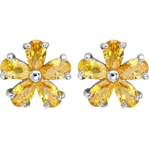 Multiple color high quality water drop flower zircon ear studs Sweet and romantic zircon earrings for women/girls ER-257