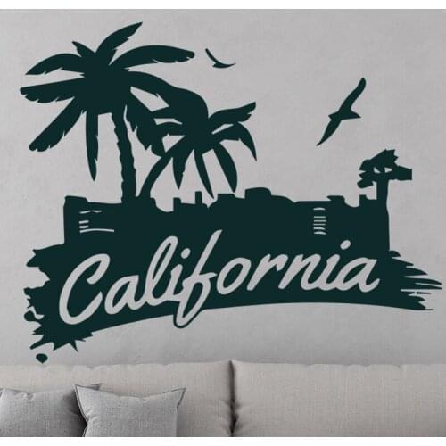 Coconut Tree Plant Wall Sticker for Living Room Bedroom Removable Vinyl Palm Trees Wall Decals for Nursery Home Decoration