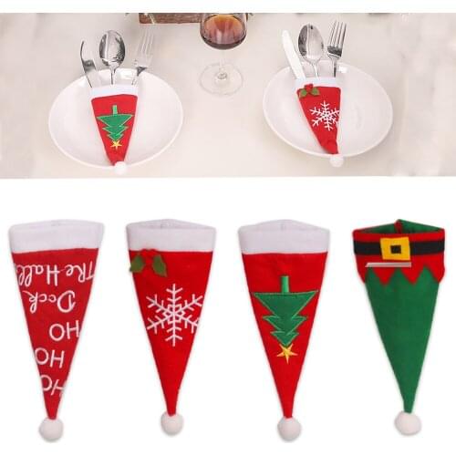 Christmas Tree Snowflake Elf Tableware Cover Bag Household Recyclable Cutlery Pouch Chopsticks Spoon Bag Cloth Storage Bag