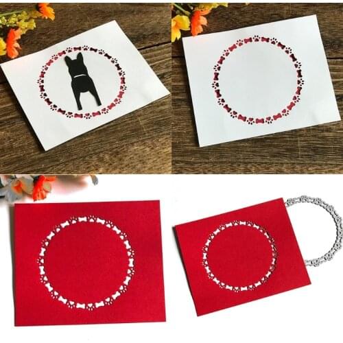 Circle Dog Paw Bone Metal Cutting Dies Stencil Scrapbooking DIY Album Stamp Paper Card Mold Embossing Decoration Craft