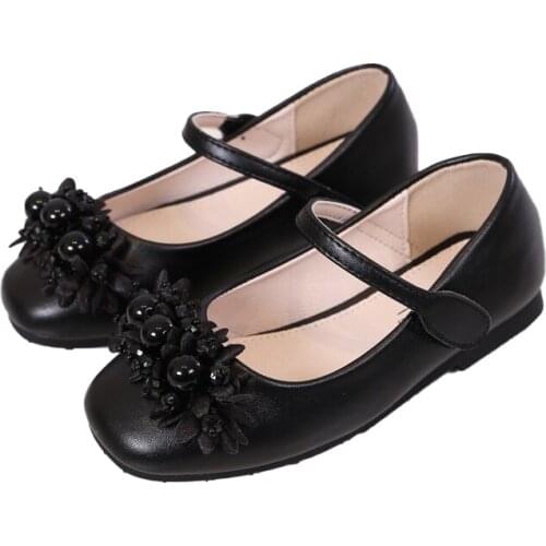 Girl shoes Flower Dress Shoes for Girl beading Pearl Leather Mary Janes Shoes Princess Shoes 2020 children shoes summer autumn