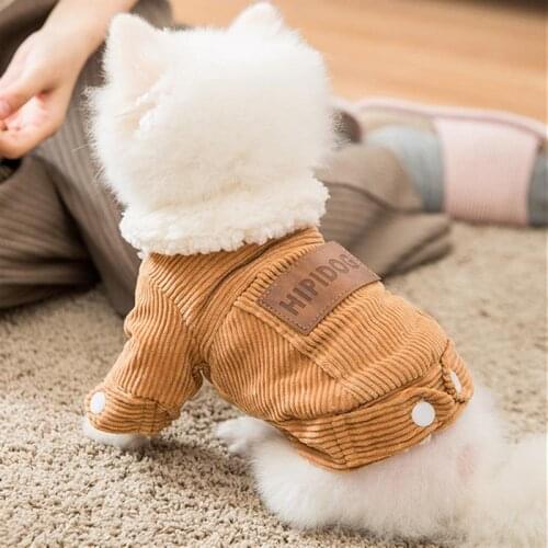 Comfortable Corduroy Plus Velvet Thicker Dog Clothes Winter Warm Pet Puppy Chihuahua Clothing Dog Coat For Small Medium Dogs