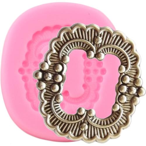 Vintage Frame Buckle Silicone Molds Scroll Relief Cupcake Topper Fondant Cake Decorating Tools Candy Chocolate Gumpaste Moulds